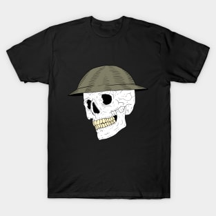 a skull with a british world war 2 helmet. T-Shirt